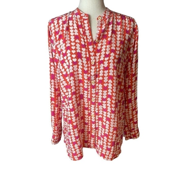 NEW Silk Hearts blouse size XL holiday Valentine’s Day - Picture 1 of 6